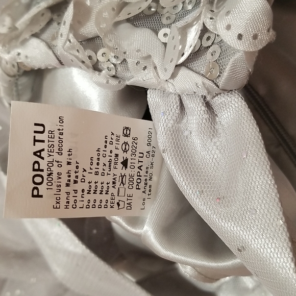 Popatu Toddler Girl's Dress Sequined Glittery Metallic Silver Gray Size 2 - Picture 10 of 10